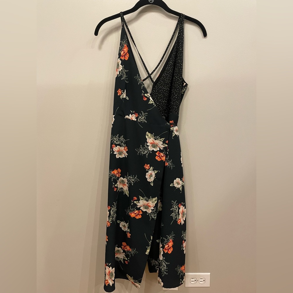 Topshop wrap navy print cocktail dress
